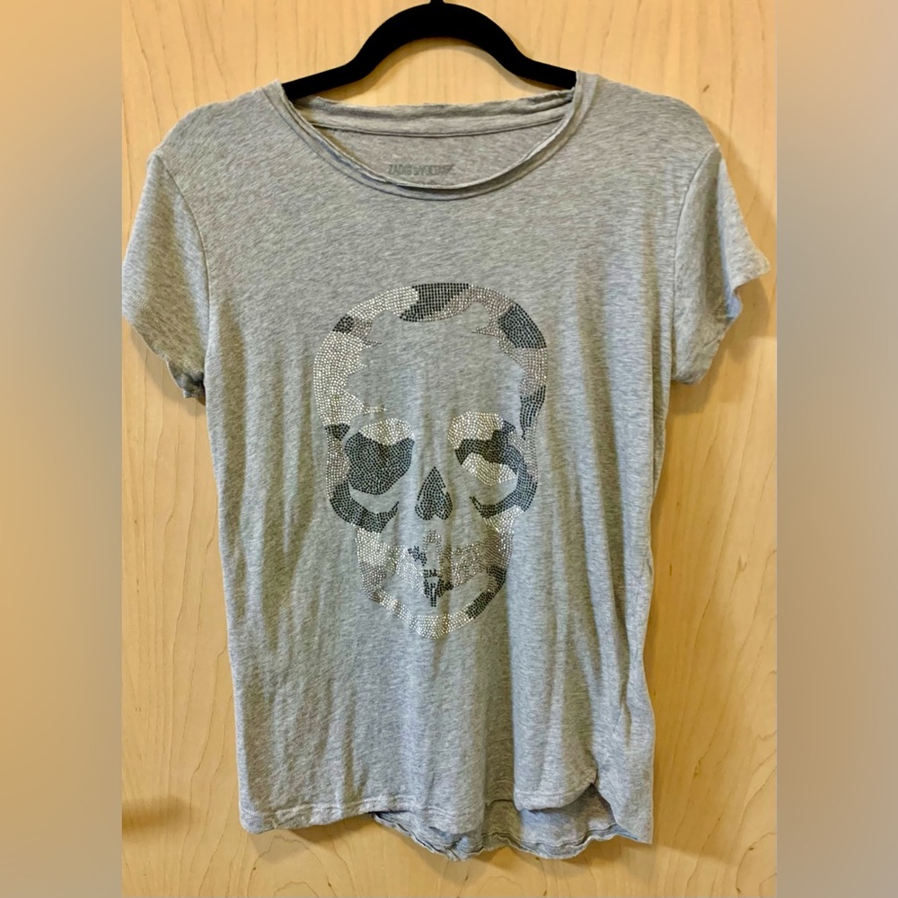 Zadig & Voltaire Skinny Camo Skull Strass Tee